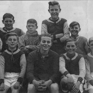 This is thought to be the Marshchapel School Football Team from 1948 or 1949.
Back row: John Horace, Steve "Eric"Portess, Tony Clark, Fred Waumsley, Brian Parker,Michael Tully
Front row: George Wilson, Norman Ockney, Ken Neal, John Clover, Byron Whitehead.