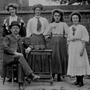 The legend on the reverse of this photograph, which was made into a postcard, reads: "Marshchapel School. The Staff? Before 1914".