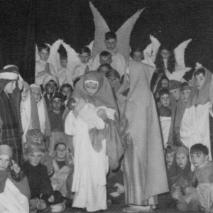 Marshchapel School Nativity Play c. 1952
Back row: Philip Emmerson, Unknown, Royce Lowis, Unknown, Jennifer Portus
Trevor Clover is second on the left dressed as a shepherd on the front row.