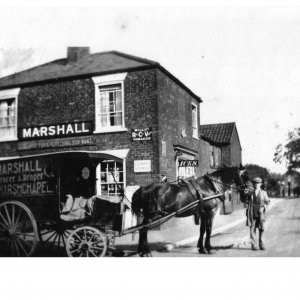 Marshalls Shop on the corner of Sea Dyke Way and Littlefield Lane.
This photograph was obviously taken after 1930, when Mr Henry Marshall bought the premises.