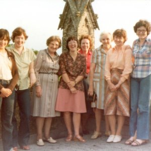 Marshchapel WI, members visiting the Marshchapel Church Tower in 1980.
L to R; Alice Jackson, Ruth Jackson, Joyce Clarke, Rosemary Broadhurst, Sylvia Smart, Beattie Wilson, Daphne Knight, Pat Grub.