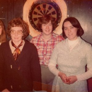 Marshchapel WI, Darts Team - Circa; 1979 / 80.
L to R; Mrs Christine Speight, Mrs Vicky House, Miss Ruth Jackson, Mrs Christine Clover.