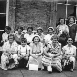Marshchapel WI, outing to Newby Hall - Circa; 1958.
Back Row - L to R; May Todd, Beryl Ireland, Mrs Johnson, Mrs Hiscock, Mrs Appleby, Mrs Ralph Riggall, Mrs Evison.
Front Row - L to R; Ena Todd, Wilfred Deamer, Mrs. Deamer, Riet Parker, Mrs Kath Grantham.