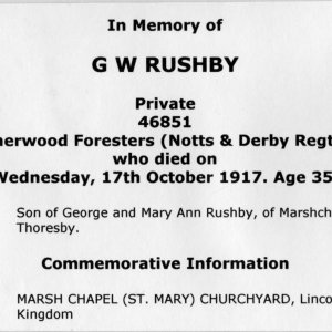 G W Rushby Memorial