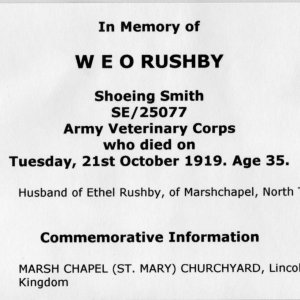 W E O Rushby Memorial