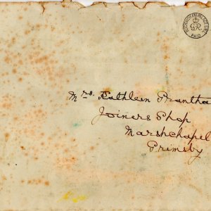 The envelope that the Certificate came in from Buckingham Palace to Mrs Kathleen Grantham.