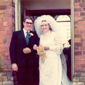 The wedding of Michael Clover and Christine Cheese, at the Wesleyan Chapel, Marshchapel - 18th. August 1973