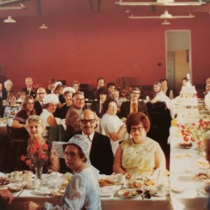 The wedding reception for Michael Clover and Christine Cheese.
Marshchapel Village Halll - 18th August 1973