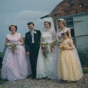 The wedding of Jim Dalton and Marie Ireland - 17th. June 1961.
Bridesmaids - L to R; Doreen Miller, Wendy Todd, Bev Ireland "Maries sister".