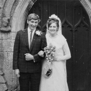The wedding of Pip Brooks and Carol Short at St. Marys Church, Marshchapel - 3rd. April 1970