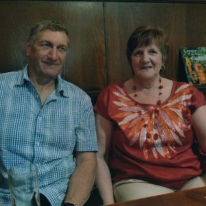 The handcuffs obviously worked. Here are Pip and Carol Brooks celebrating their 40th. Wedding Anniversary - 3rd. April 2010