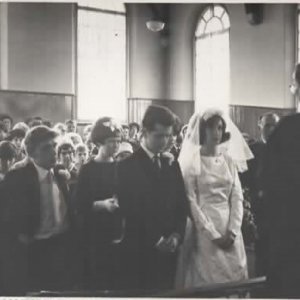 The wedding of Sandra Wray and Eric Scott, at the Wesleyan Chapel, Marshchapel - 5th. March 1966
Best Man is Michael Wray, "brides brother".