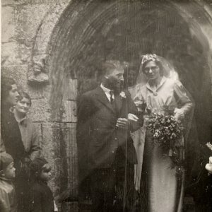 Charlie Jacklin and Grace Patrick on their wedding day.