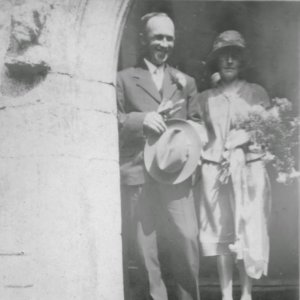 The wedding of Jim Ware and Alice Younger, at St. Marys Church, Marshchapel - Circa; 1920s.